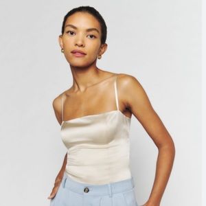 Reformation Overland Silk Top - ivory. Brand new